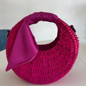 Scoop Hot Pink Woven Handbag Fuchsia Straw structured bag